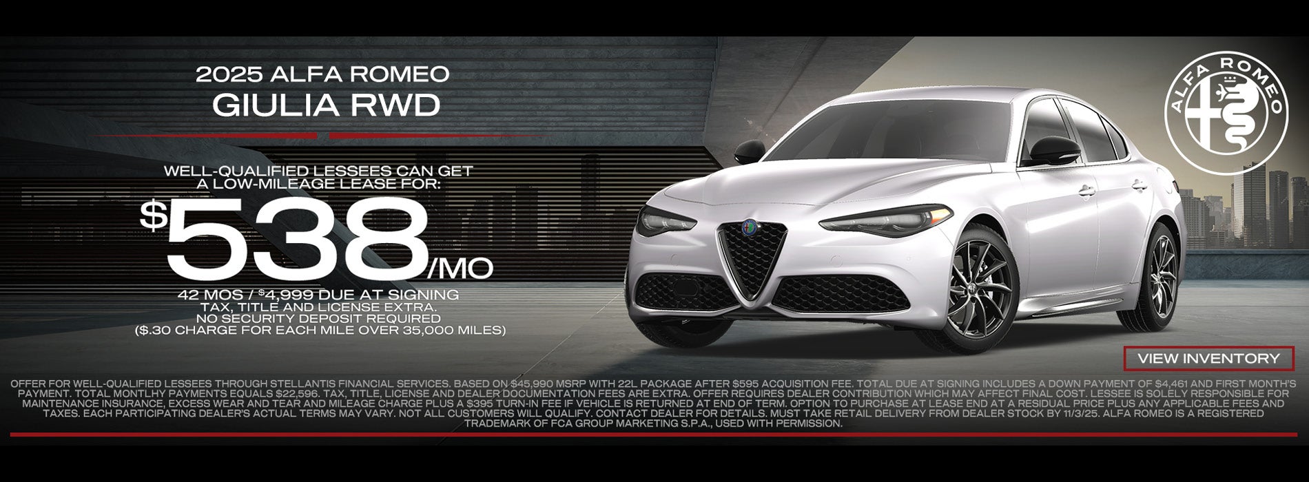 2025 Alfa Romeo Giulia Lease Offer