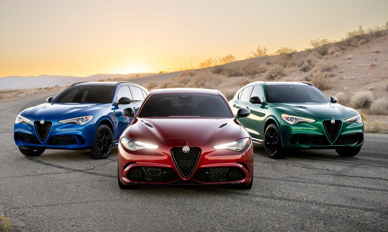 2023 Alfa Romeo Giulia & Stelvio Quadrifoglio models exterior side by side