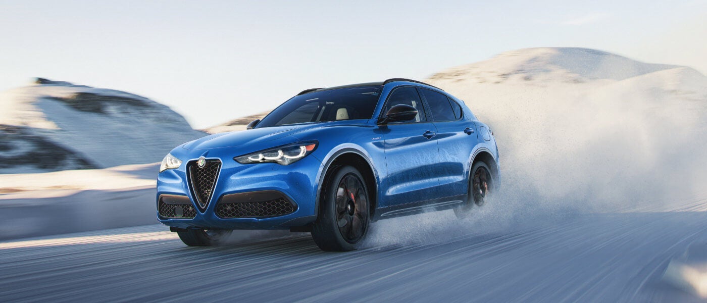 2025 Alfa Romeo Stelvio Exterior Snowy Road