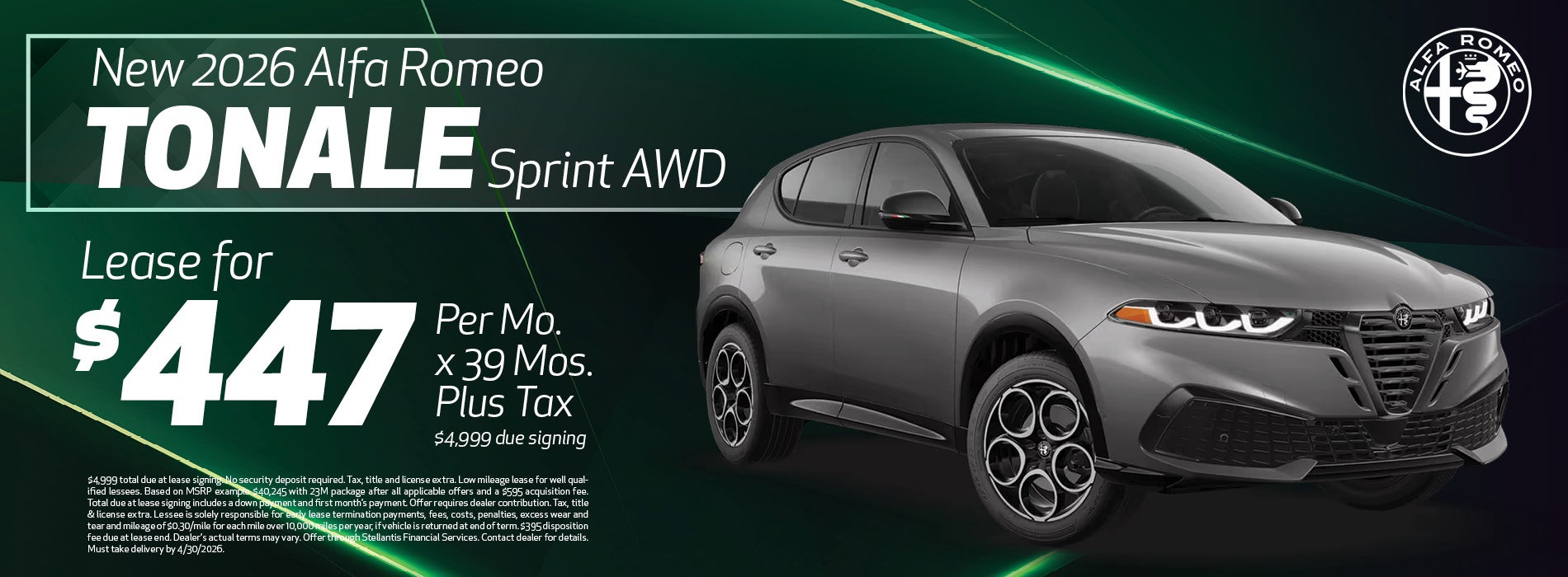 2026 Alfa Romeo Tonale Lease Offer