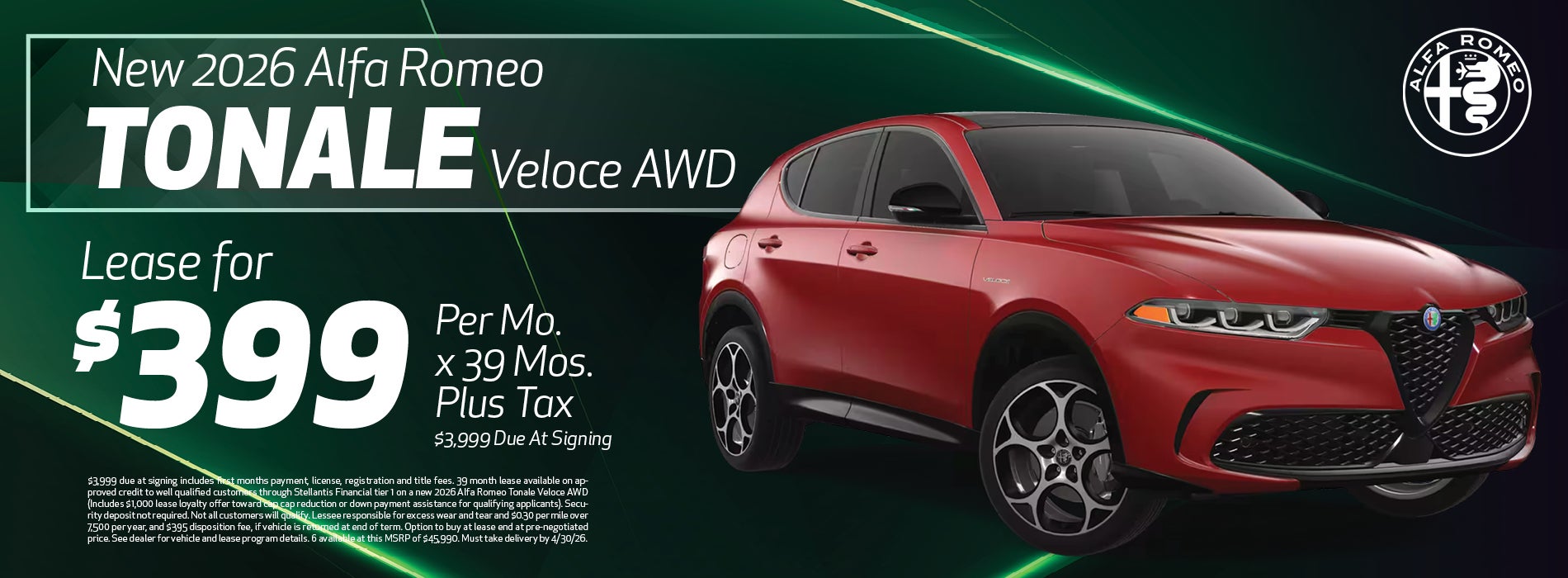 2026 Alfa Romeo Tonale Lease Offer