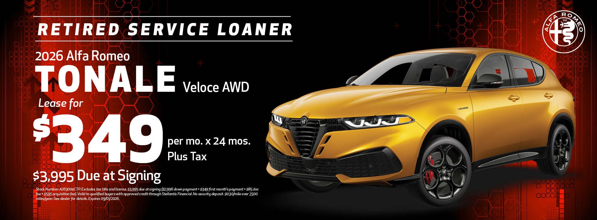 Retired 2026 Alfa Romeo Tonale Lease Offer