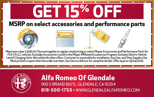 Get 15% Off Select Parts & Accessories
